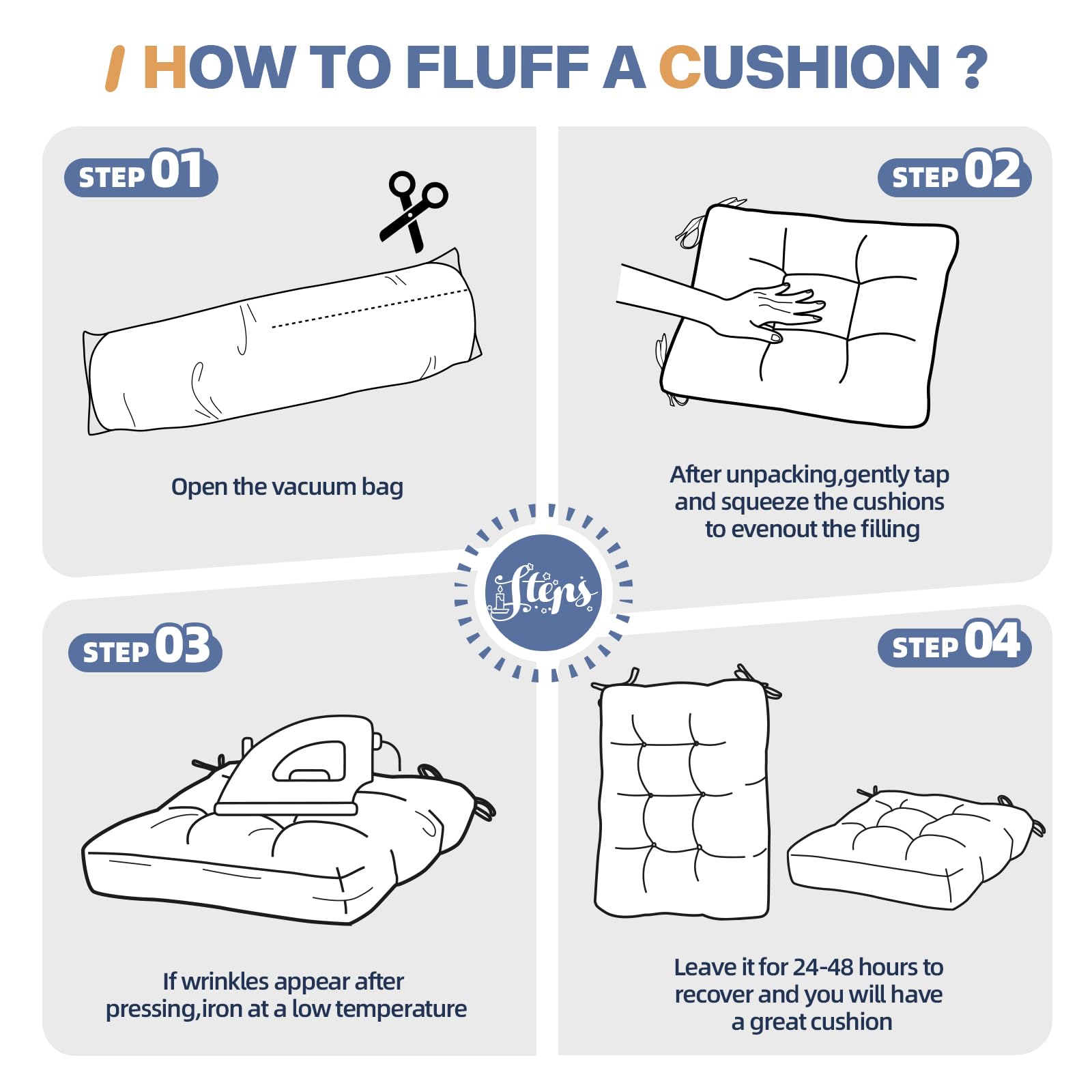 TESICA folded cushions stored neatly demonstrating easy care and storage
