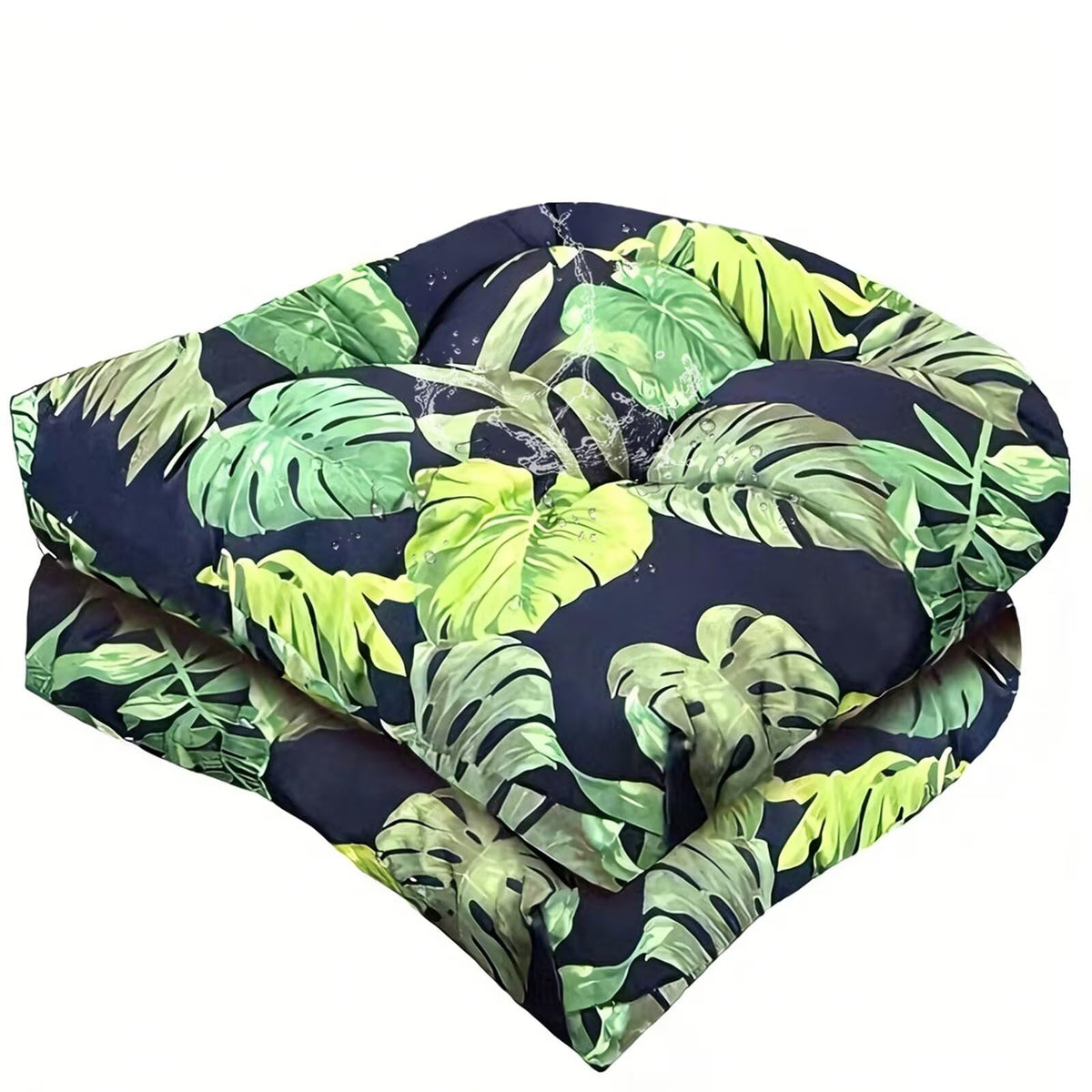 TESICA front view of navy green cushion set shows plush comfort and neat styling