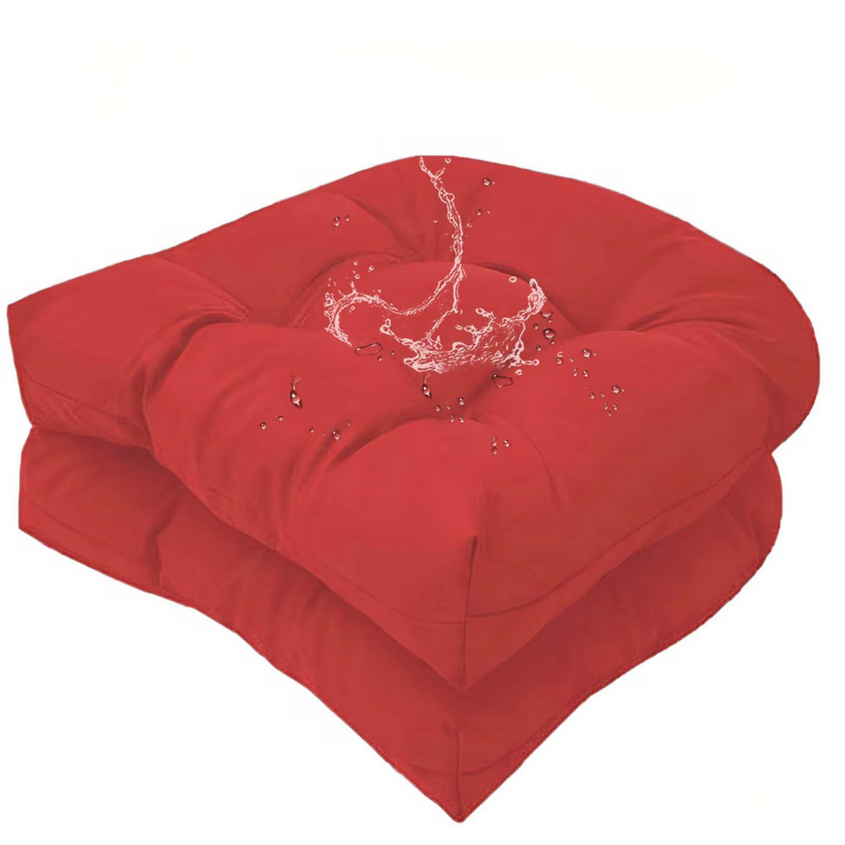 TESICA red cushions front view showing set of two and vibrant color benefit