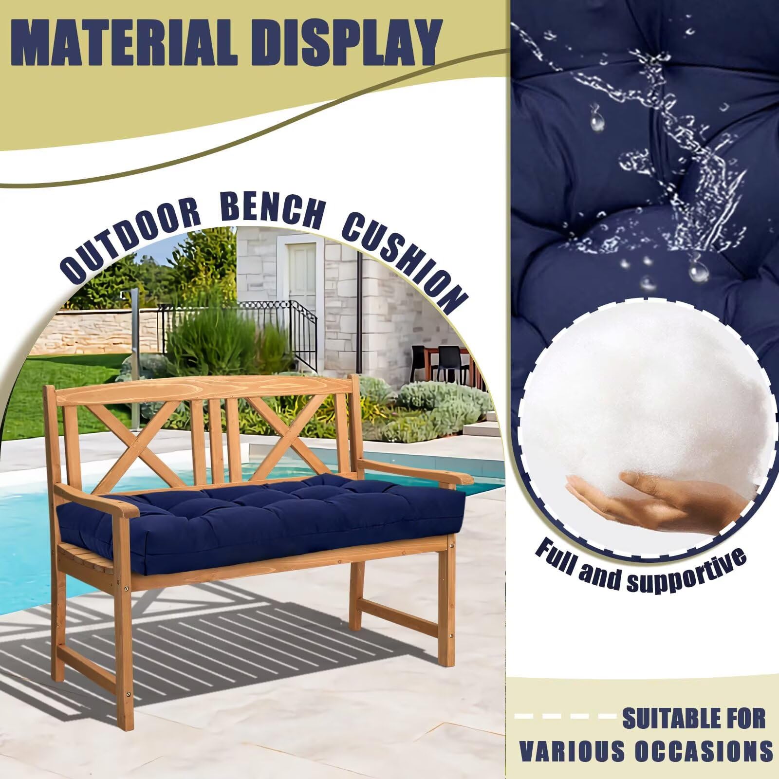 TESICA cushion on a porch swing providing secure outdoor comfort