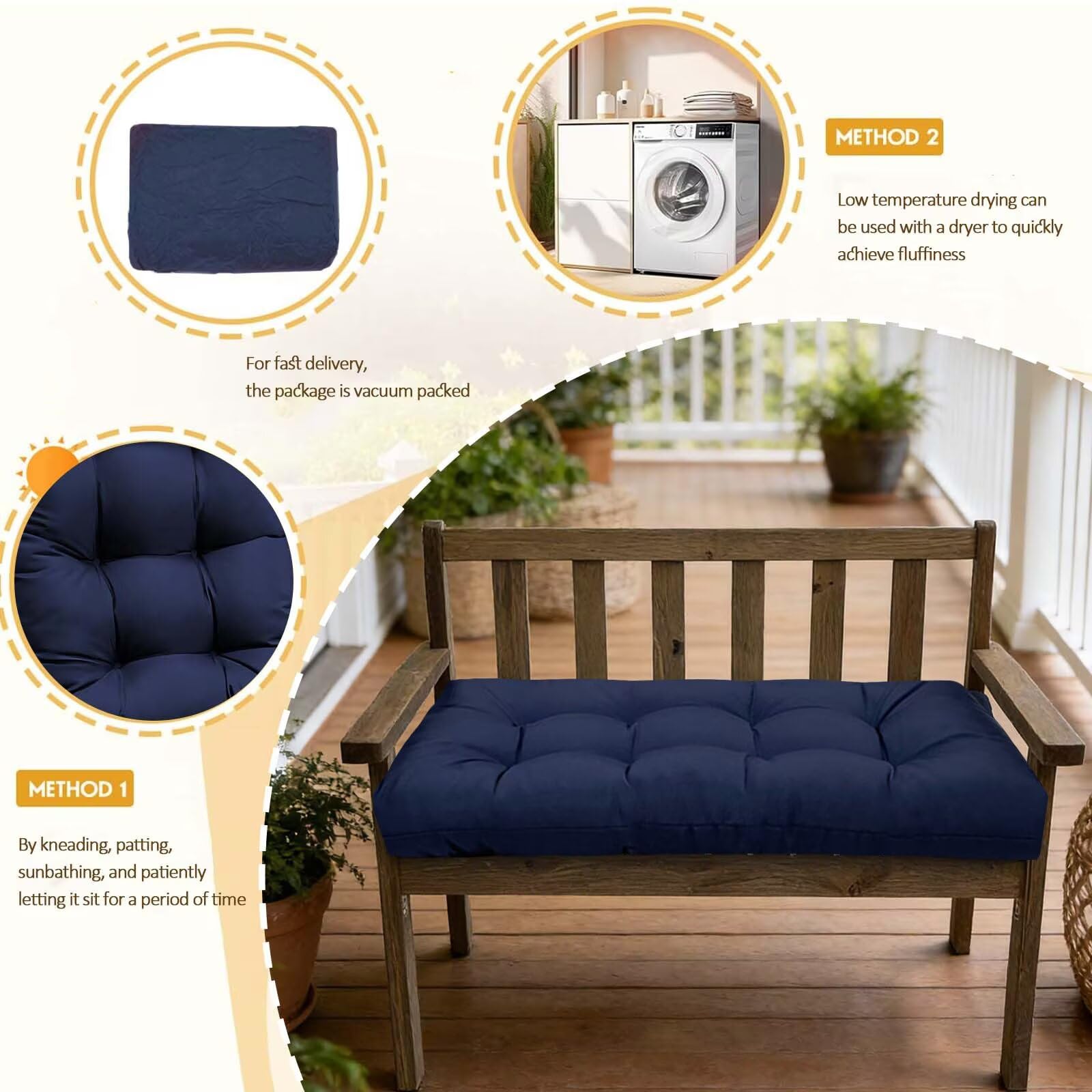 TESICA view of tie straps securing cushion to bench frames