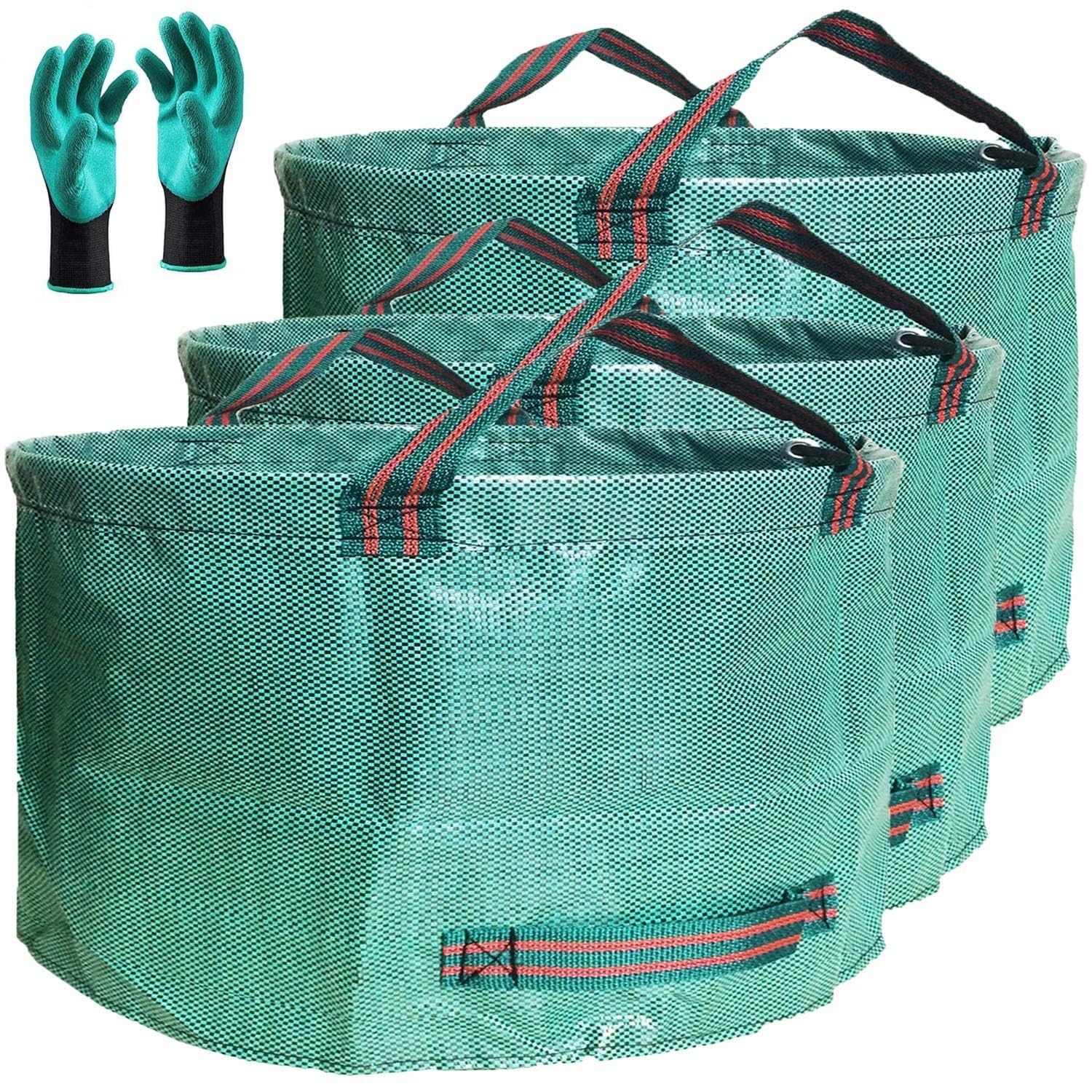 Tespher front view pack showing three bags and included gloves for easy cleanup