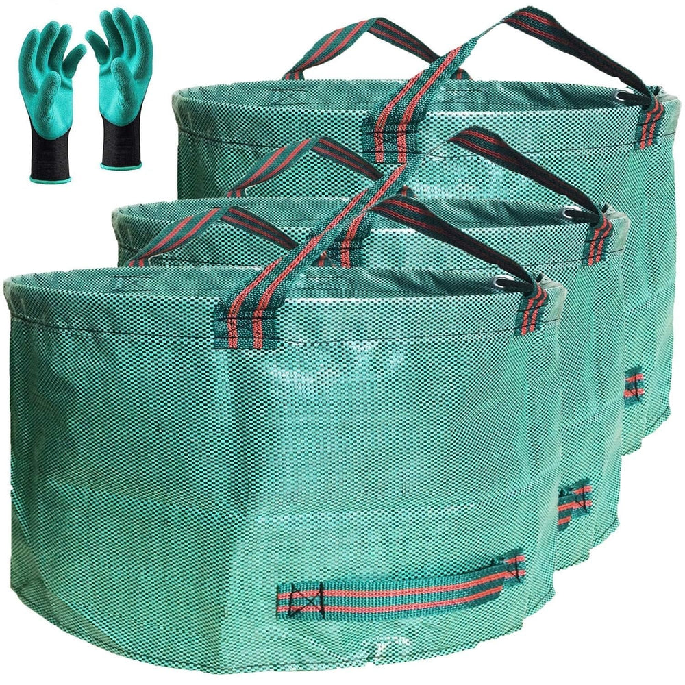 Tespher front view pack showing three bags and included gloves for easy cleanup