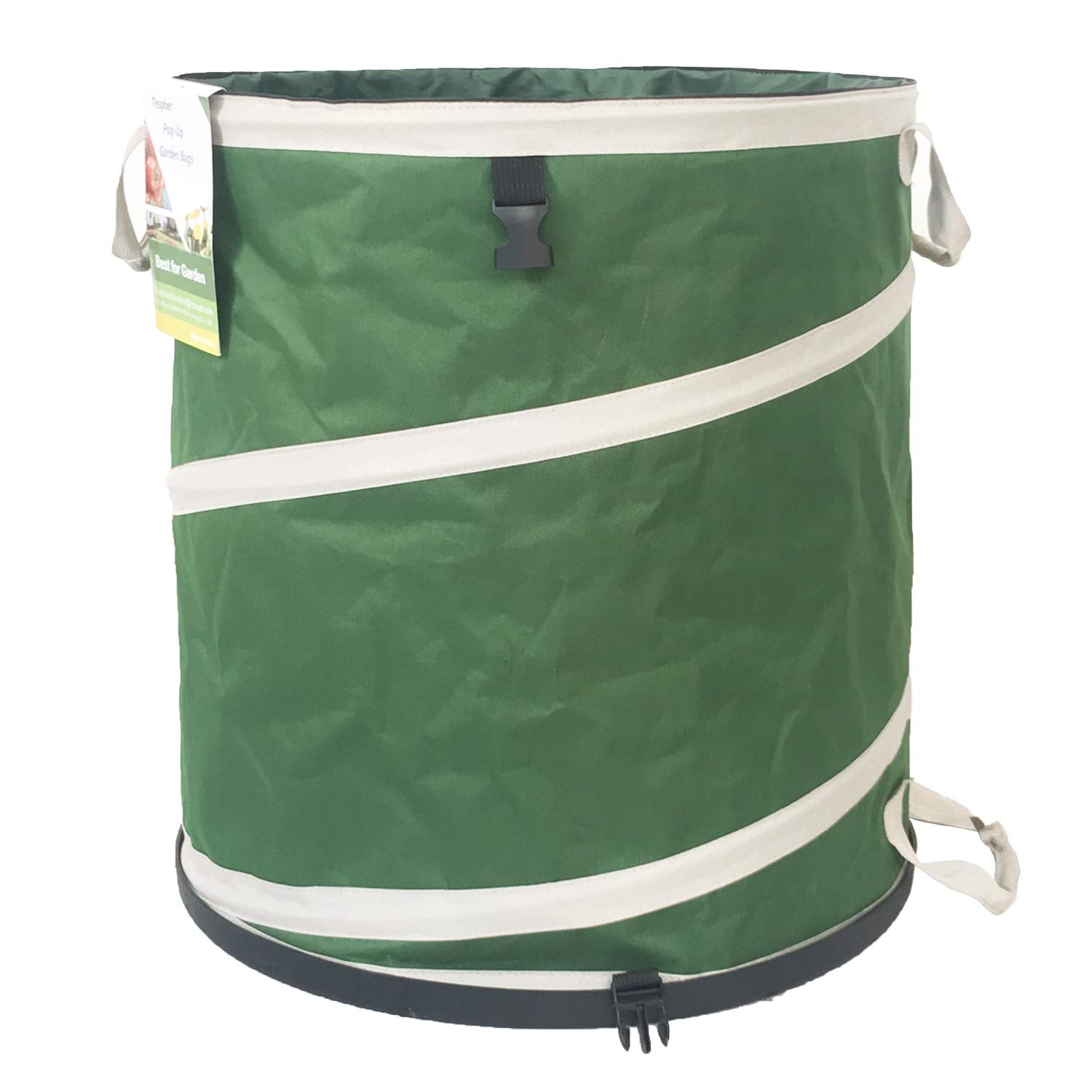 Tespher front view pop-up trash can shows upright stability and quick setup
