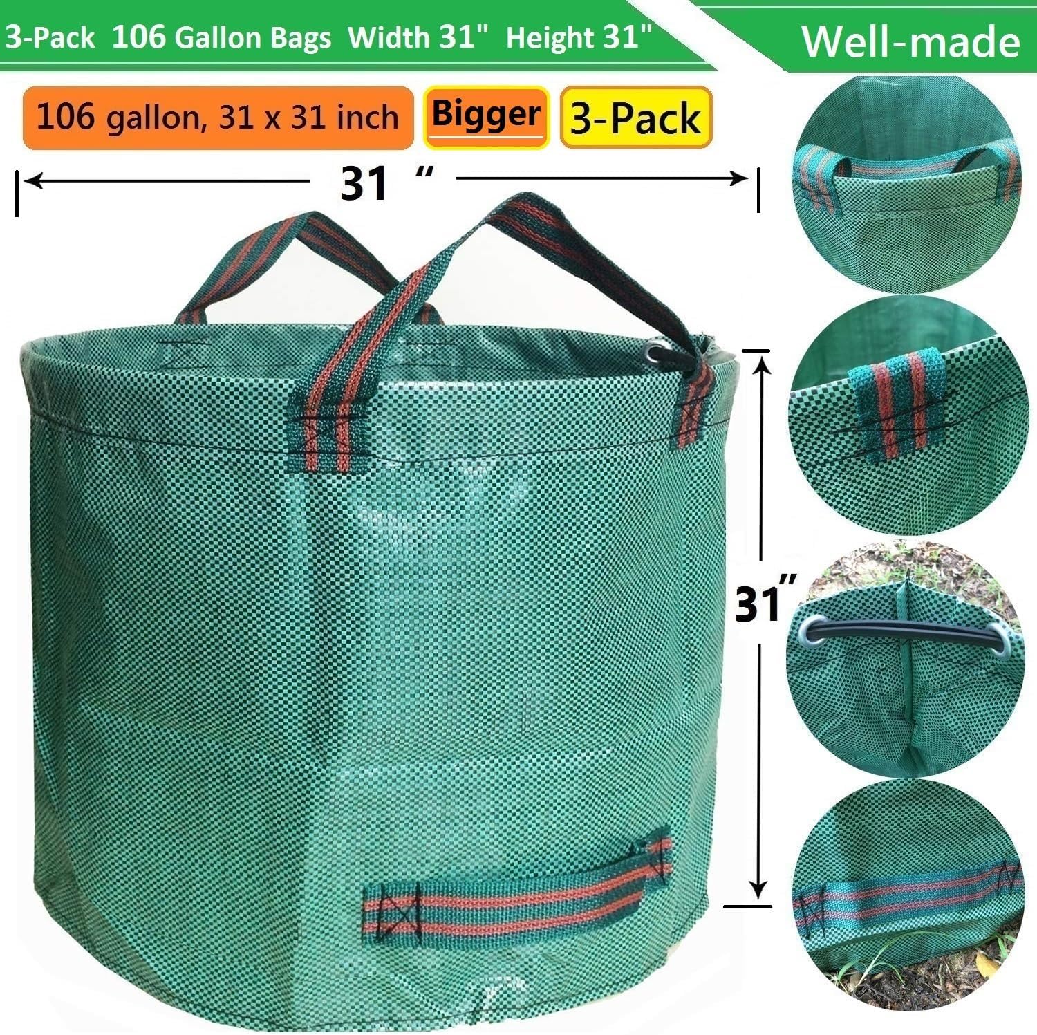 Tespher bag standing open while gardener fills for faster cleanup