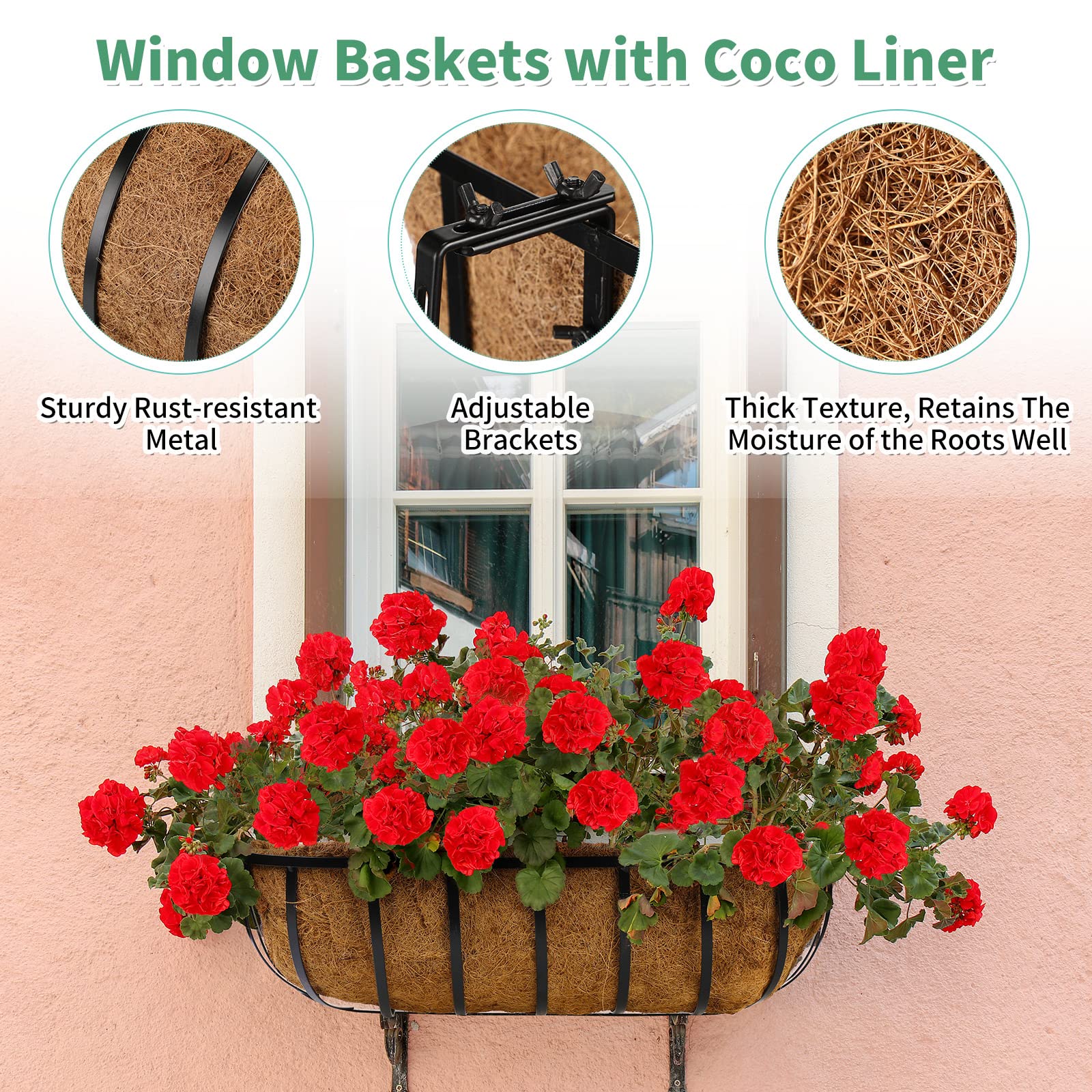 Tessco for you planter mounted on balcony rail showing installed use benefit instant floral display