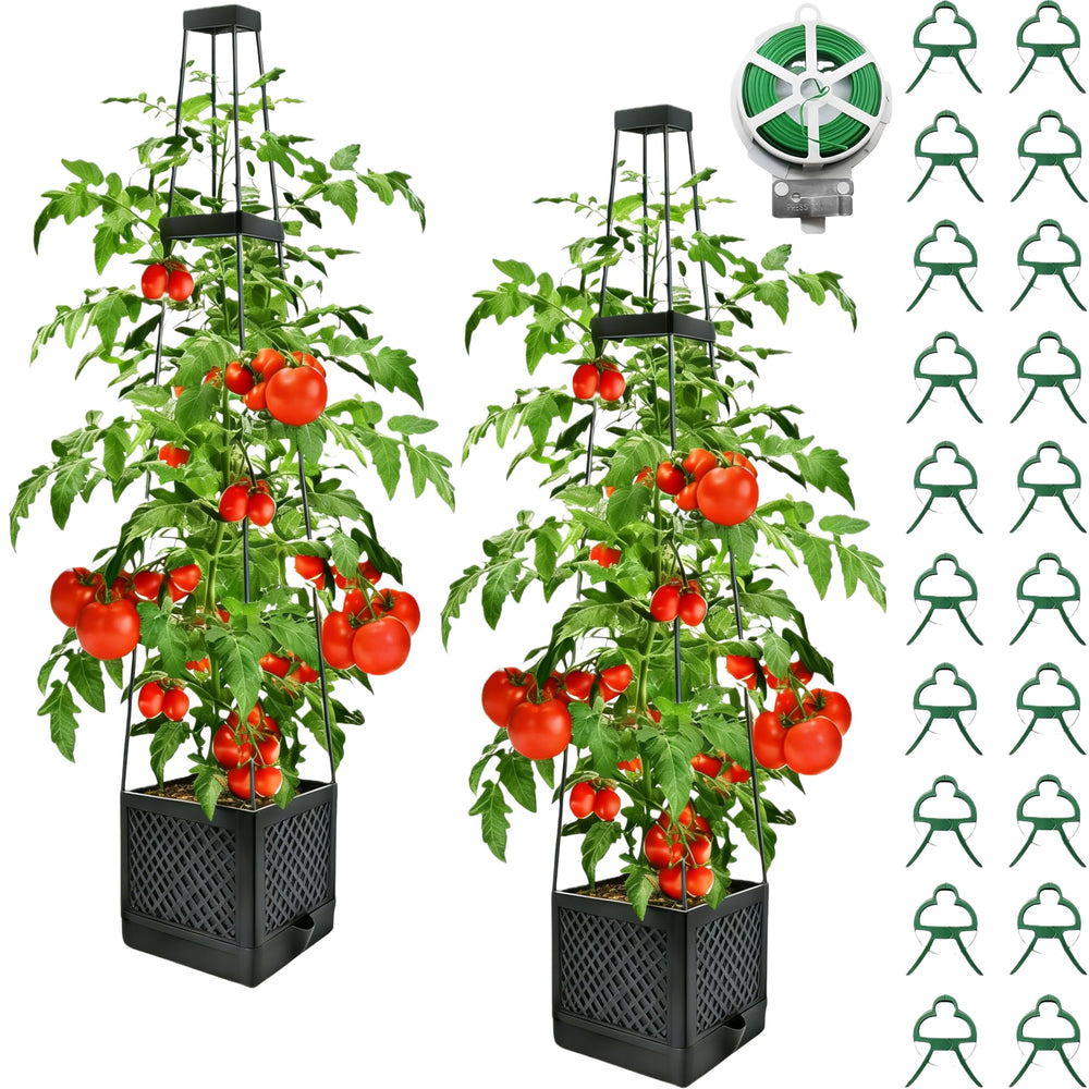 TESSTSY front view of 57-inch planter box showing trellis and roomy bed for multiple plants