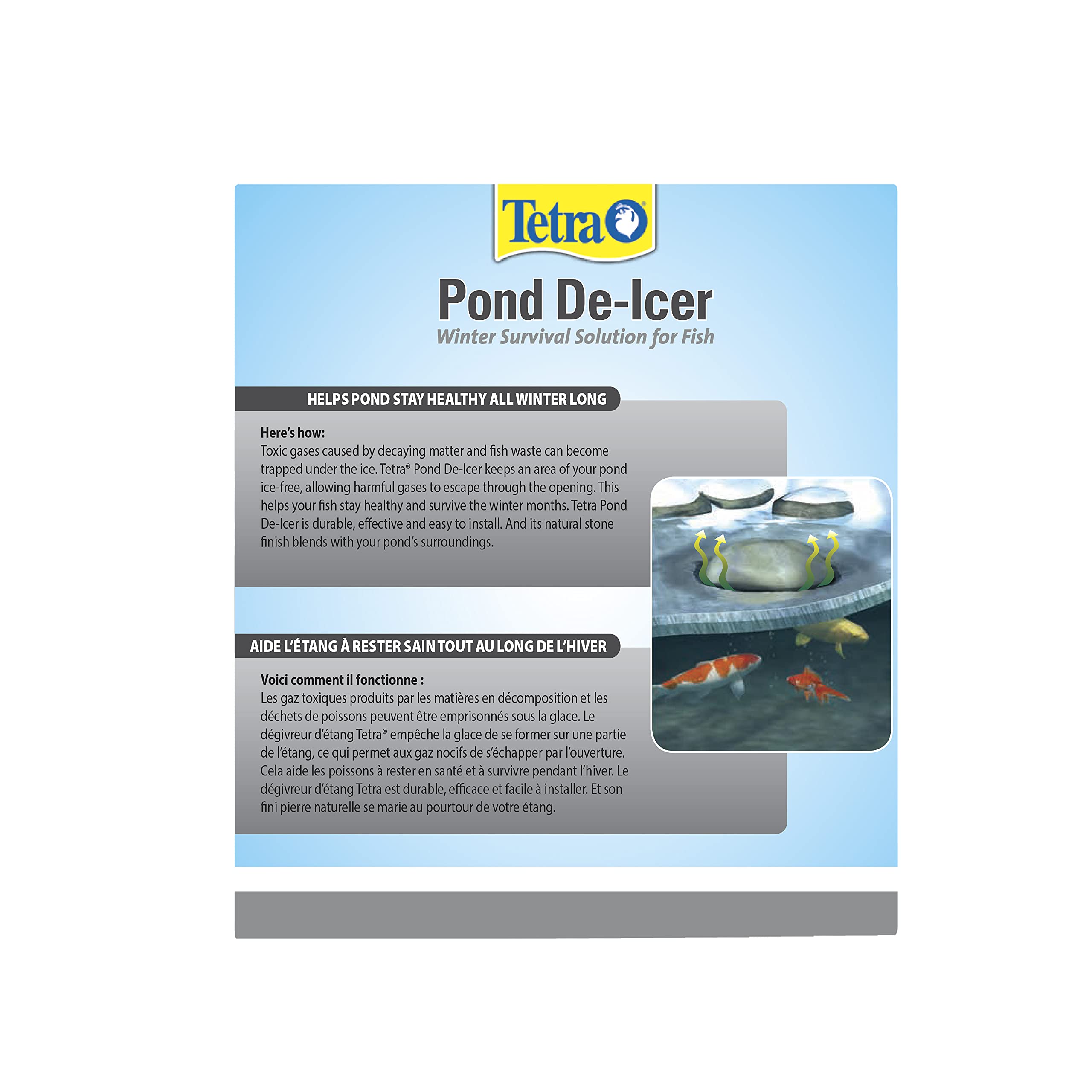 Tetra Pond de-icer paired with a bubbler to boost winter oxygenation for fish
