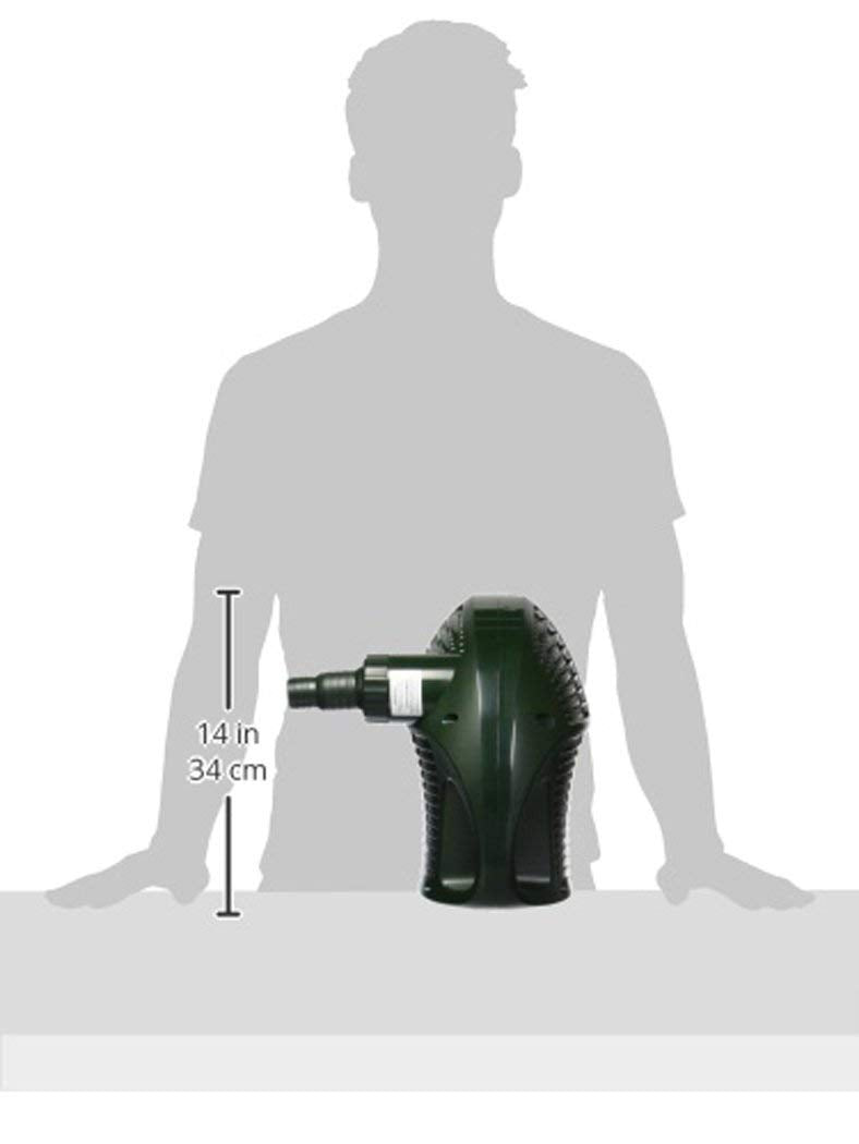 Tetra pump next to a ruler showing size for easier purchasing decisions