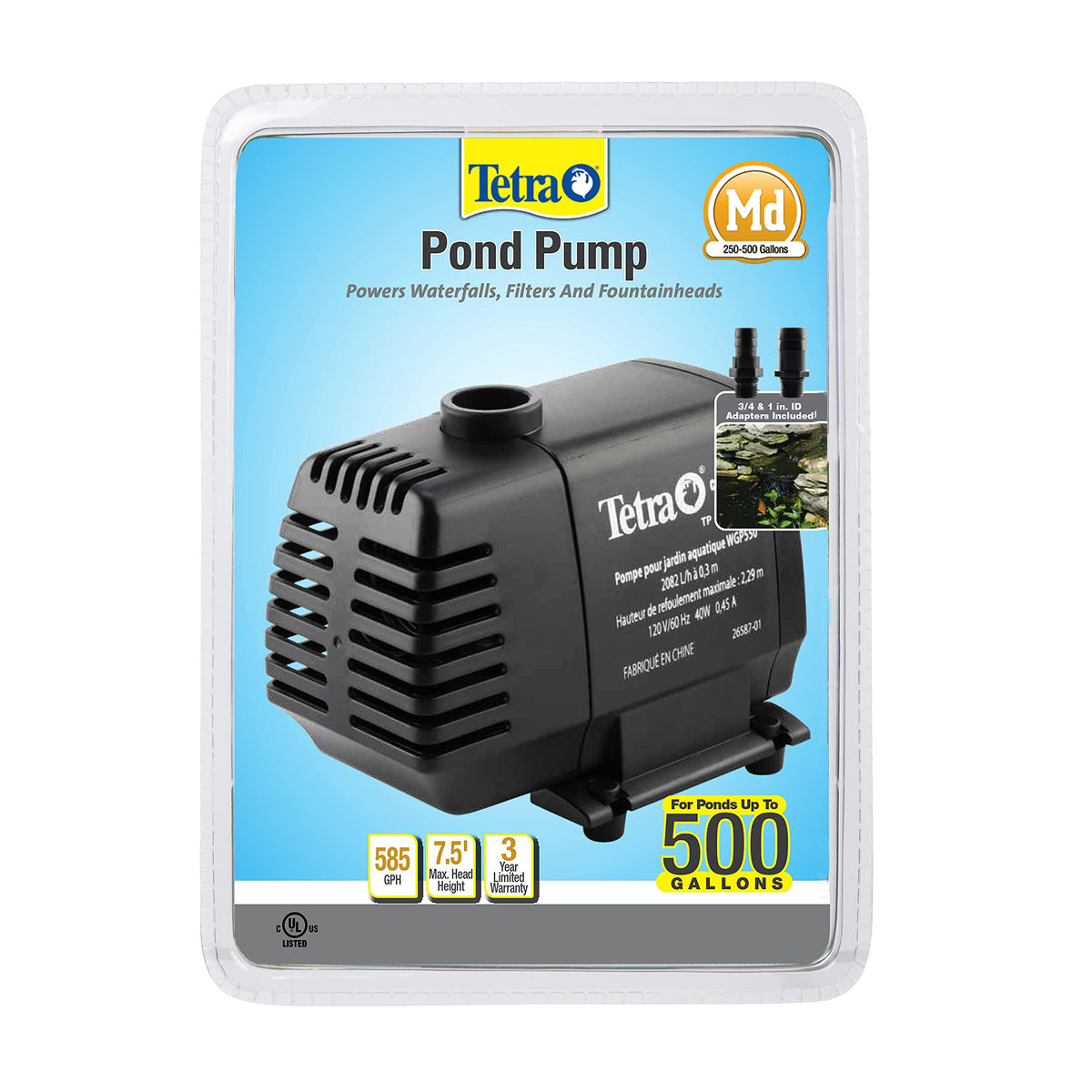 Tetra front view pump showing compact durable casing and easy placement benefit