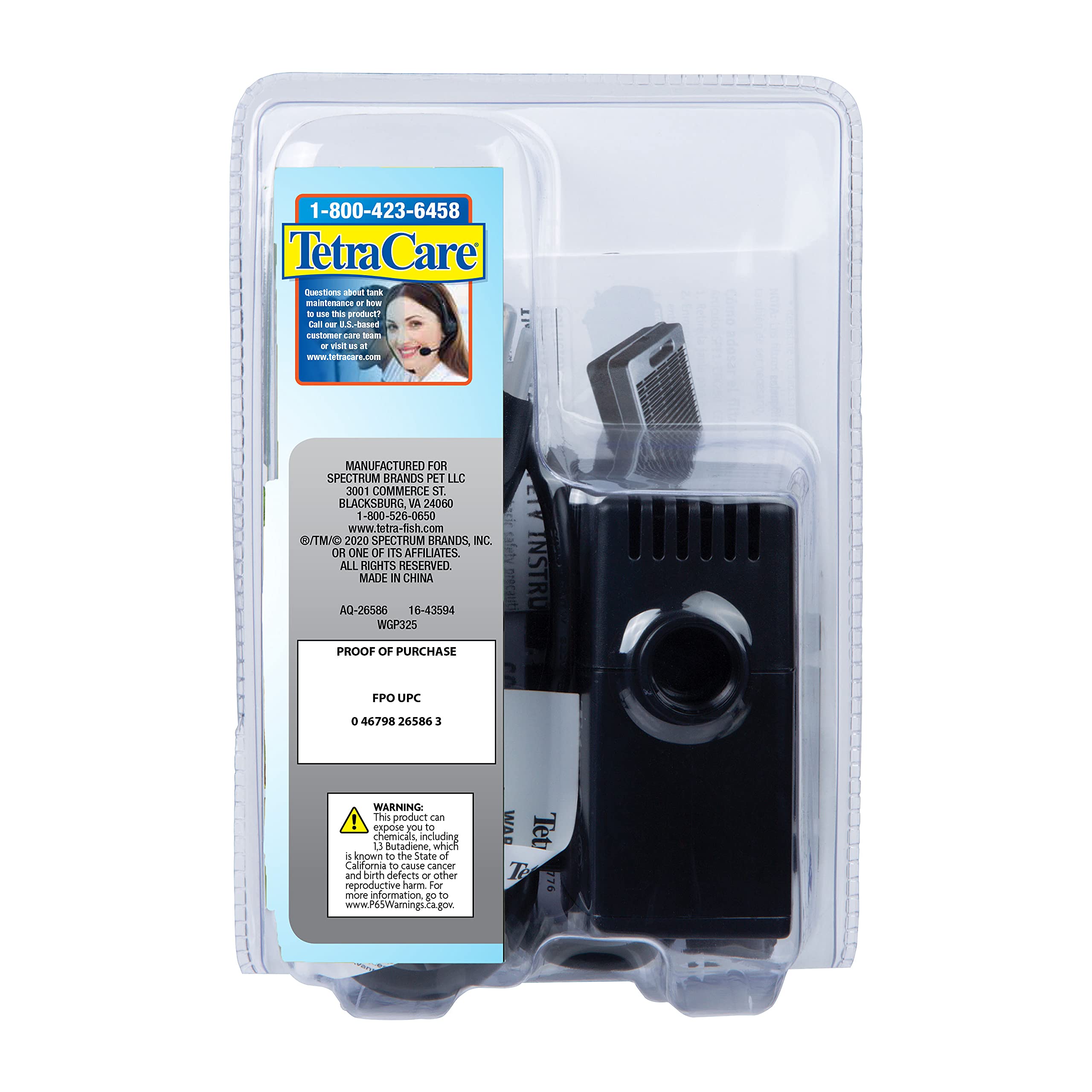 Tetra label and warranty sticker showing UL listing and 3-year limited warranty benefit
