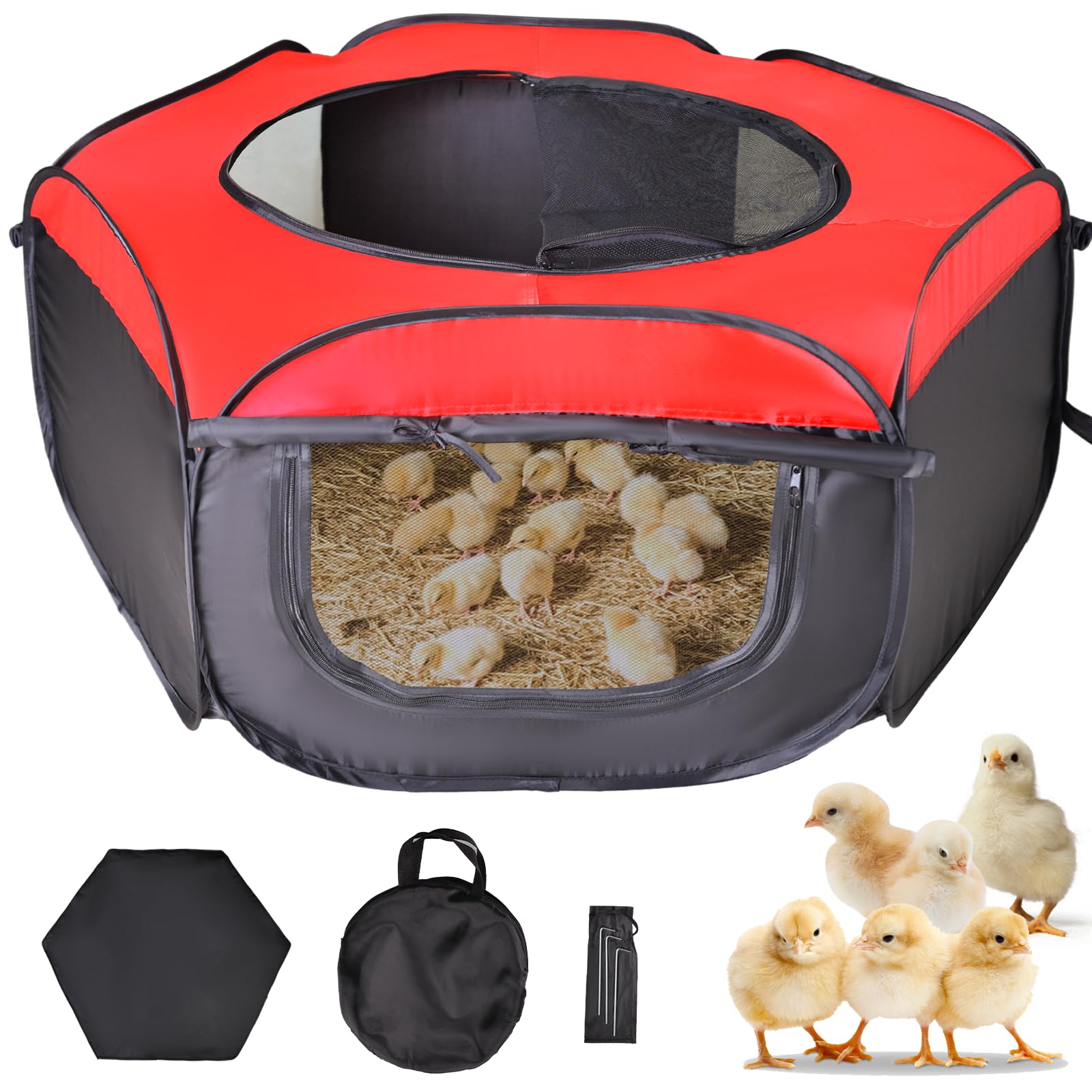 Tetuga front view of assembled brooder showing containment and visibility benefit