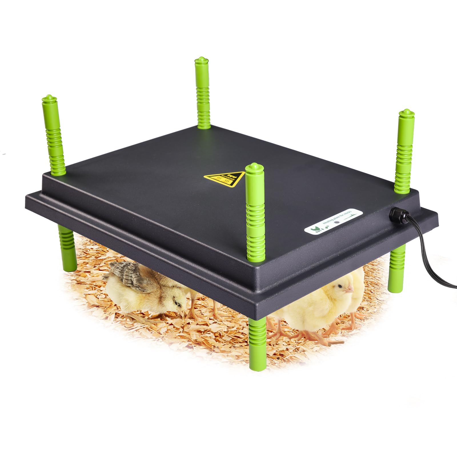 Tetuga front view showing complete 12x16 brooder plate and compact design benefit