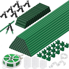 Tetutor front packaging showing the complete 188pcs kit and components benefit: easy garden setup