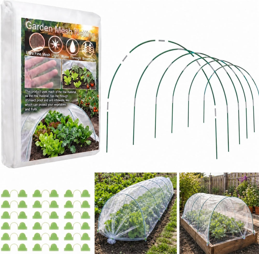 Teurabied front packaging showing complete garden netting kit protecting plants