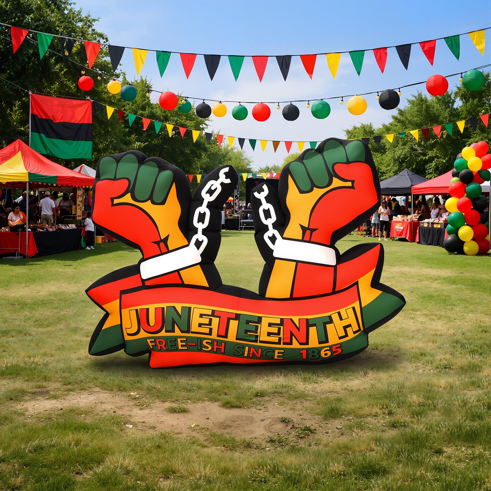 Teyva Daily in a backyard party setting creating a festive, photo-ready focal point