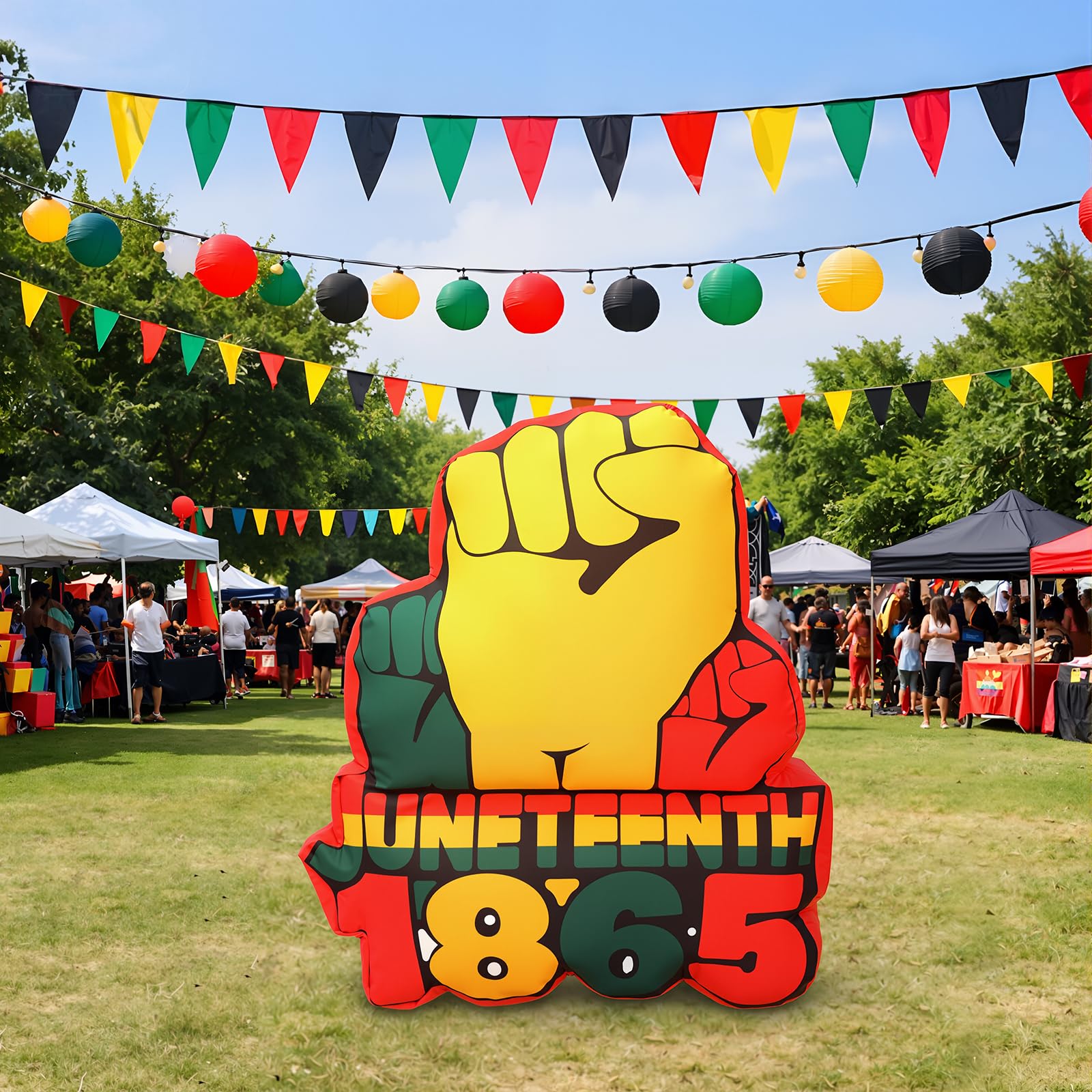 Teyva Daily inflatable in backyard party scene creating festive, prideful atmosphere