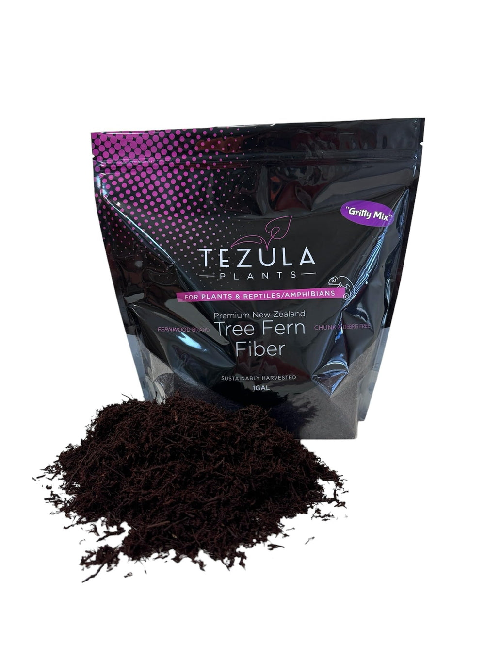 Tezula Plants front packaging showing 1 gallon grit for orchids and terrariums benefit airflow