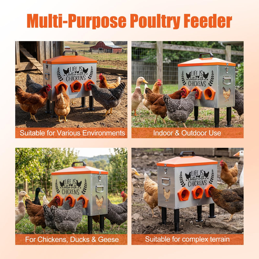 Tgeyd assembled feeder beside a ruler showing size and capacity benefit