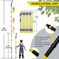 TGrasol pole fully extended to 30ft demonstrating high-reach trimming capability