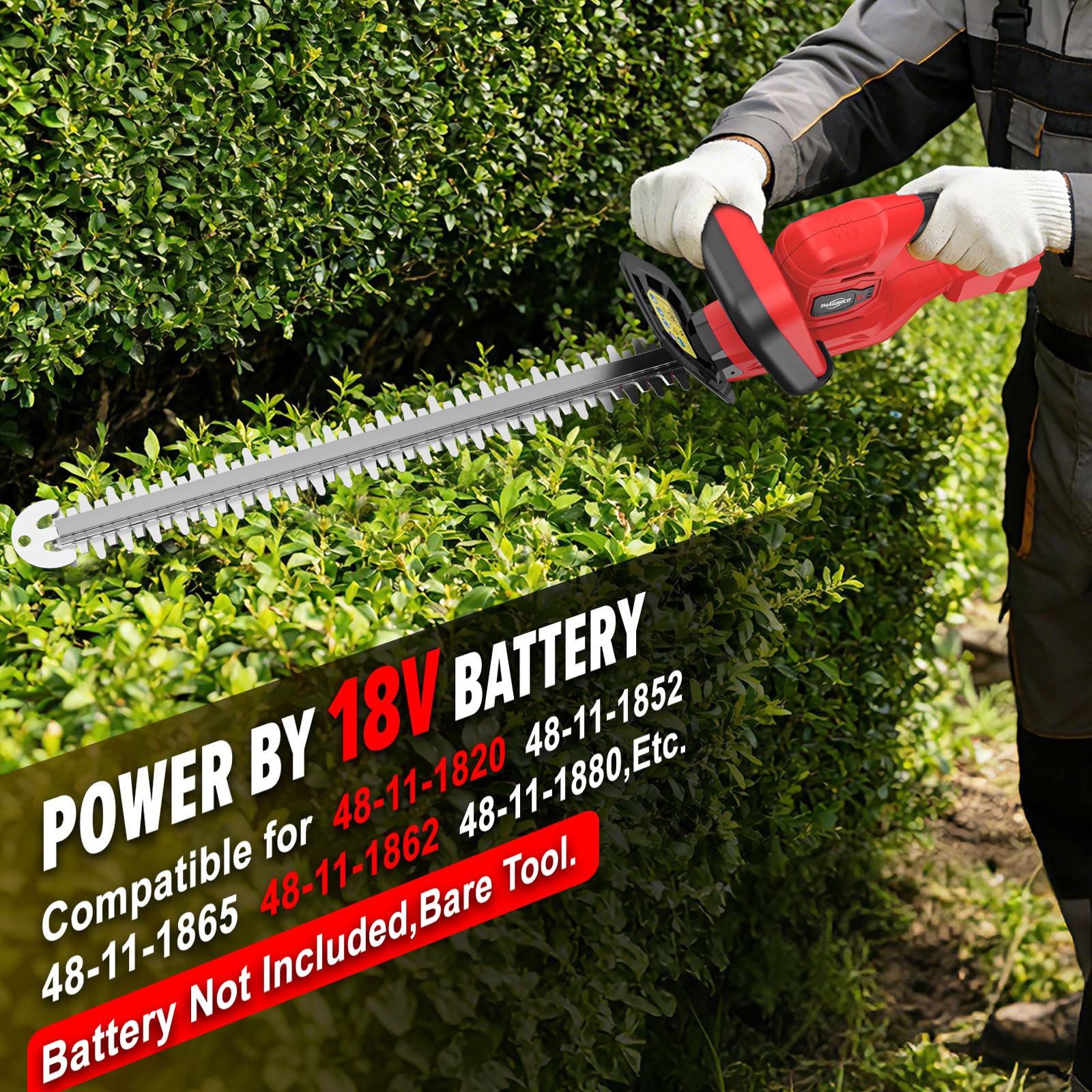 ThagBrco close-up of 22-inch dual-action blade for smoother, cleaner cuts