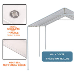 Thanaddo white cover installed over car offering weather protection