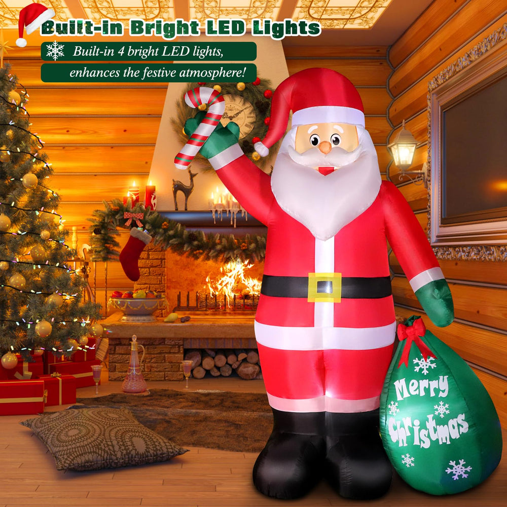 Thanger inflatable Santa set in lawn demonstrating festive yard focal point benefit