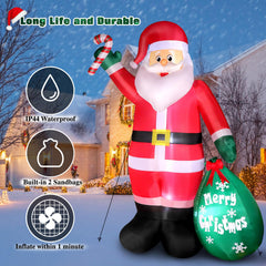 Thanger Santa next to person showing 8ft scale and easy-visibility benefit