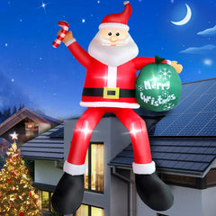 Thanger sitting Santa front view showing full 8 ft height and bright holiday presence