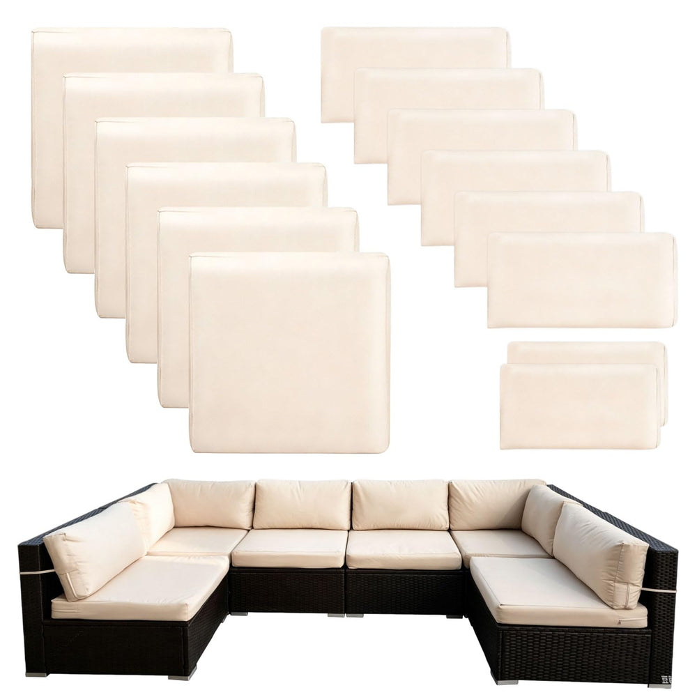 Thankyall beige 14-piece set front view showing neat fit and neutral style