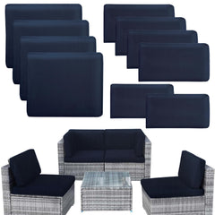 Thankyall front view of navy blue cushion covers showing neat fit and refreshed look