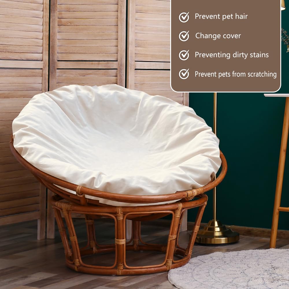 Thankyall cover fitted on egg chair demonstrating outdoor-ready protection