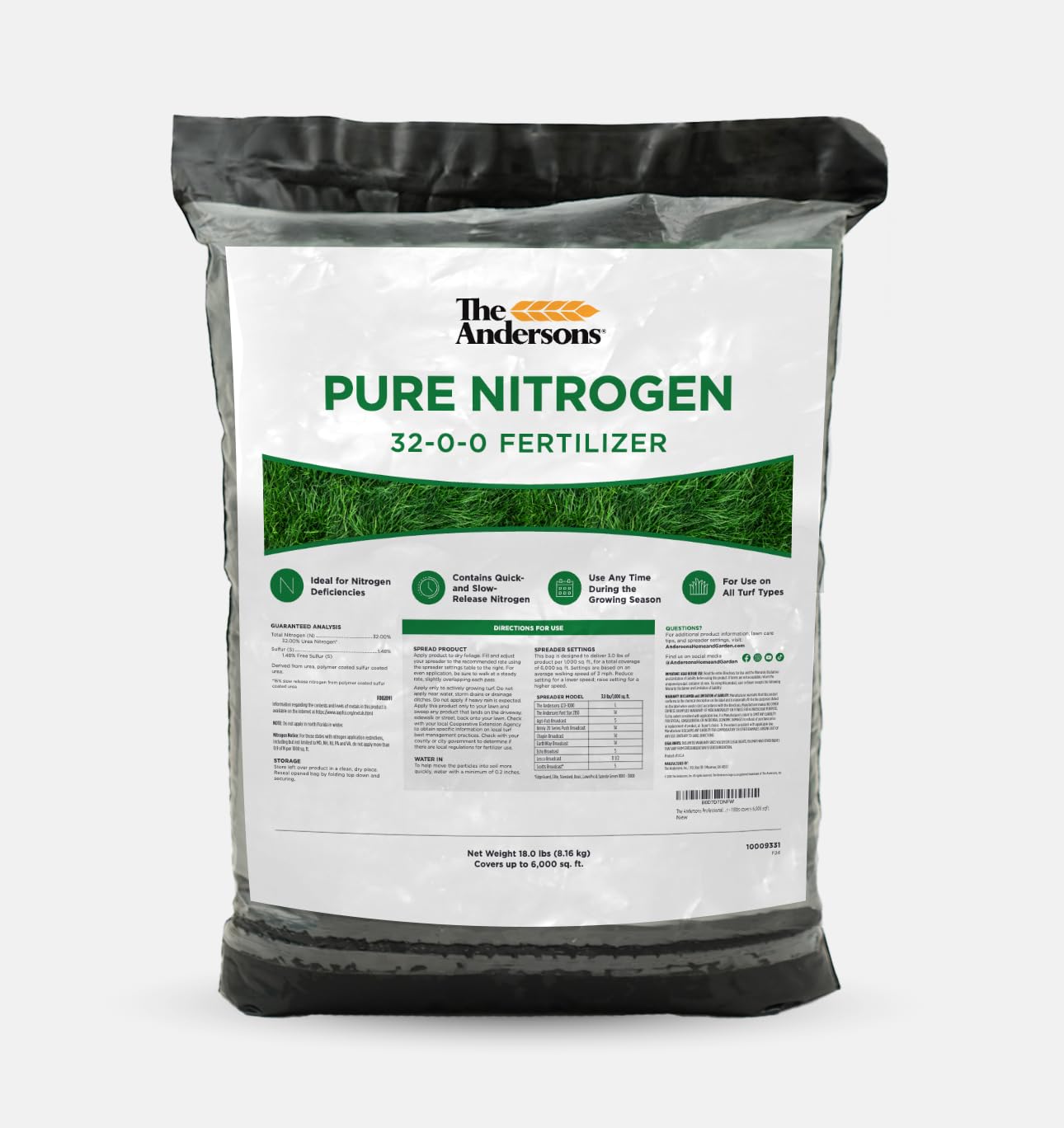 The Andersons front packaging showing 32-0-0 and coverage benefit