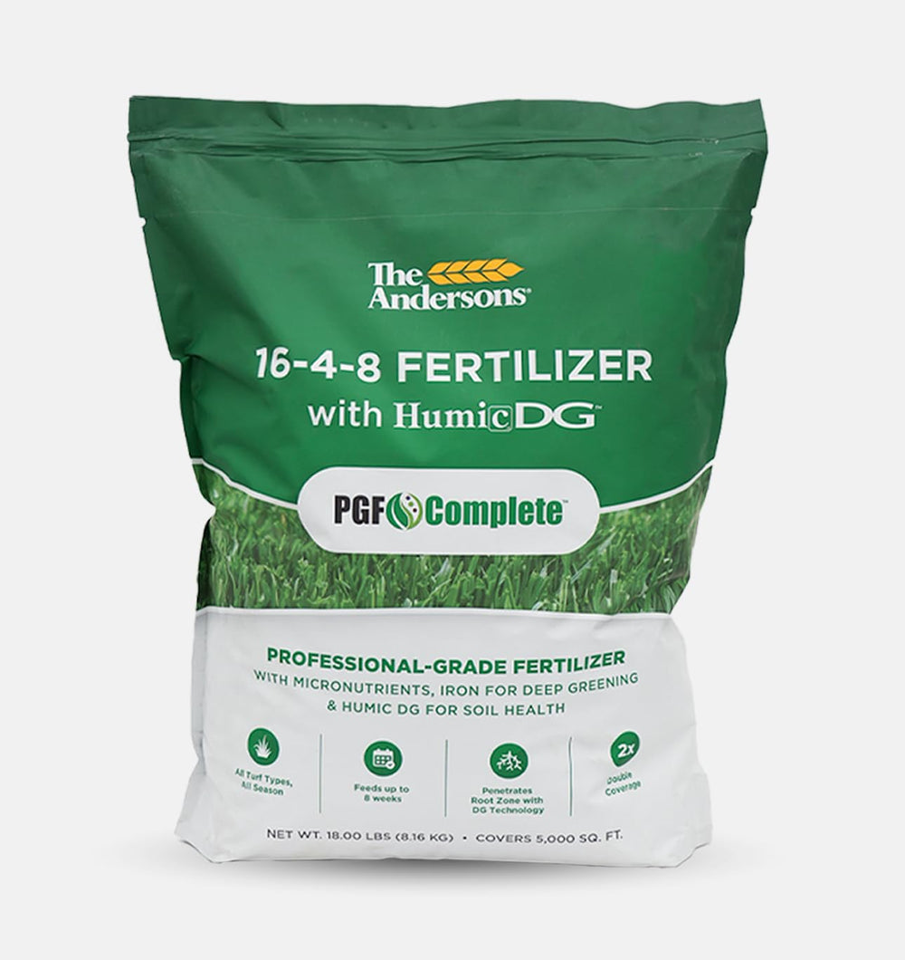 The Andersons front packaging showing 16-4-8 formula and 5,000 sq ft coverage benefit