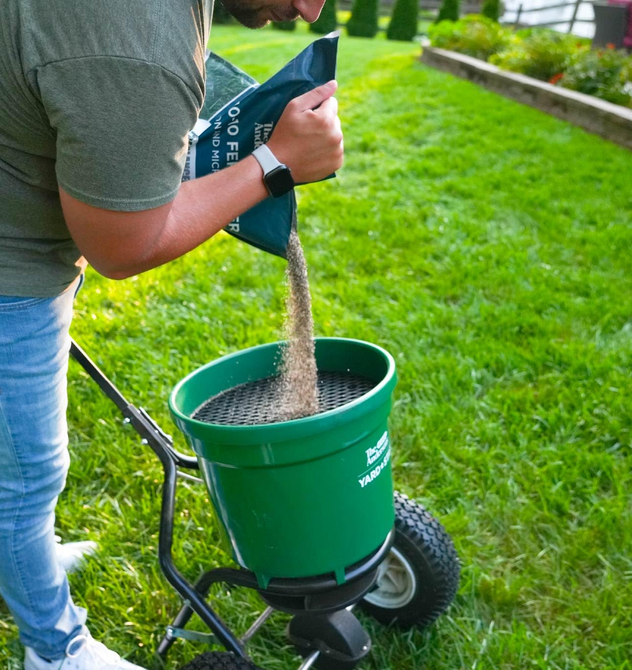 Green lawn after application of The Andersons fertilizer showing improved color