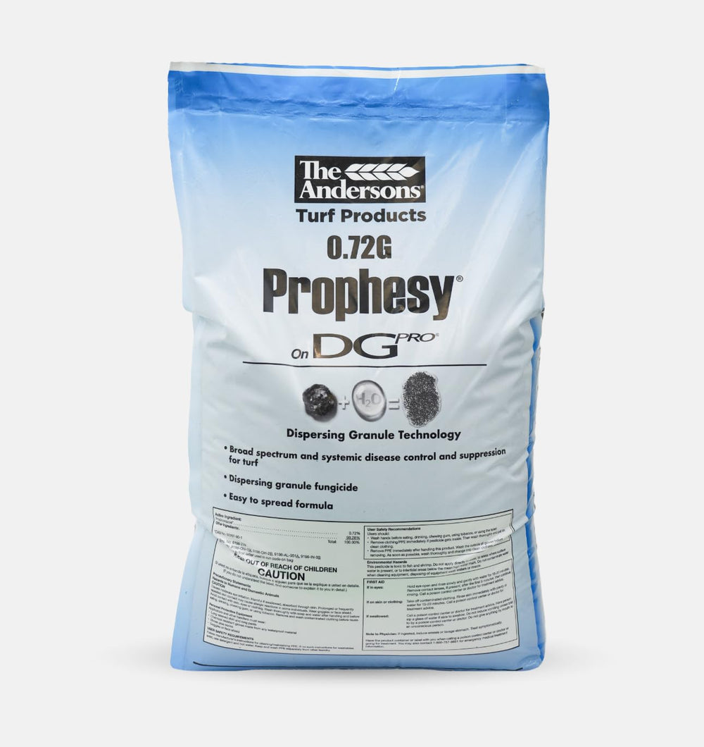 The Andersons Prophesy front packaging showing 25 lb bag and product name benefits