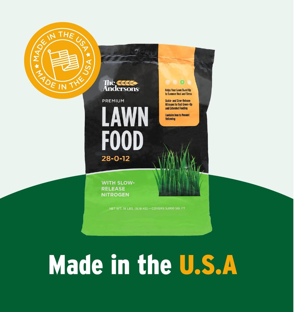 5,000 sq ft bag next to common yard items to show scale and convenience benefit