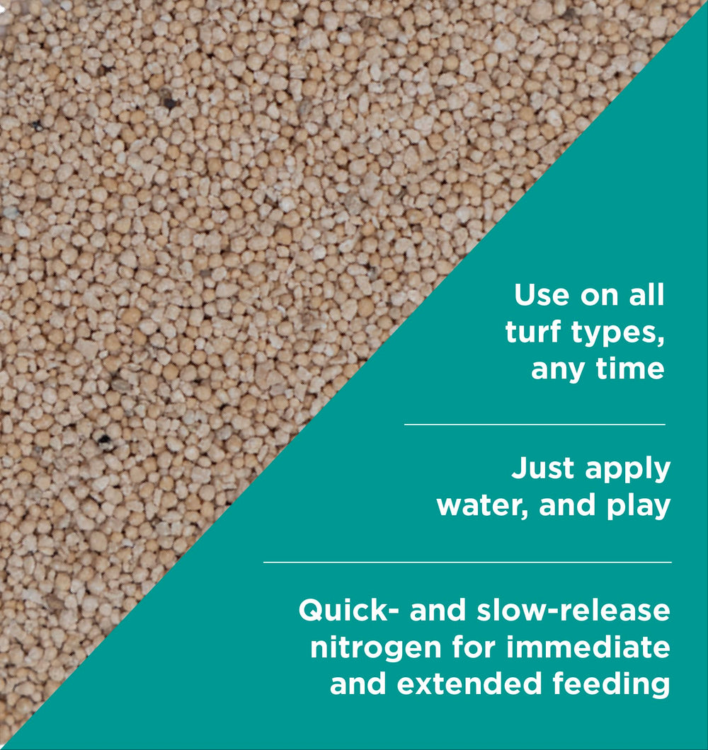 The Andersons fertilizer being broadcast with a spreader for even lawn coverage