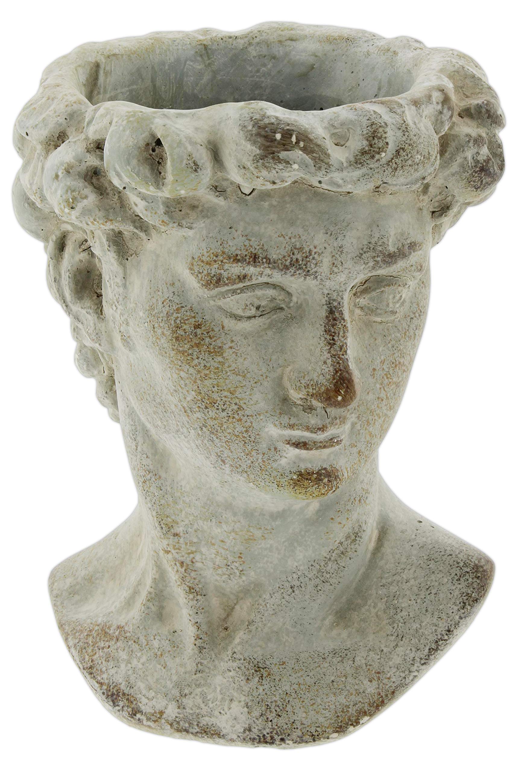 The Bridge Collection front view of Greek head planter showing sculptural detail and antique look
