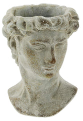 The Bridge Collection front view of Greek head planter showing sculptural detail and antique look
