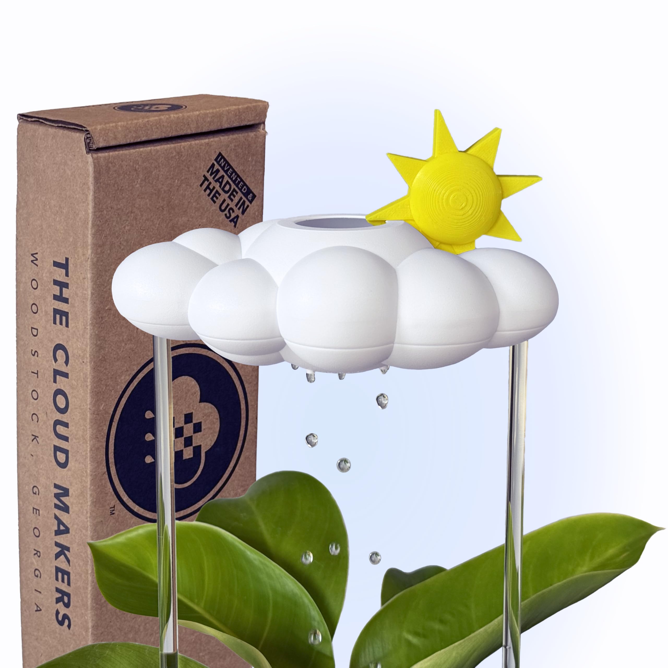 THE CLOUD MAKERS front view rain cloud showing decorative waterer and charm