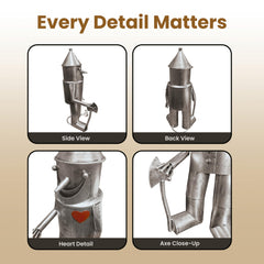 The Enchanted Garden Tin Man styled on a patio adding personality and outdoor interest
