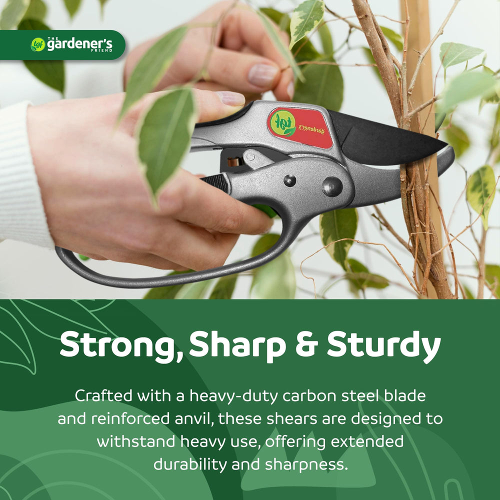 The Gardener's Friend scale photo with hand showing size and grip comfort for gardeners with limited hand strength