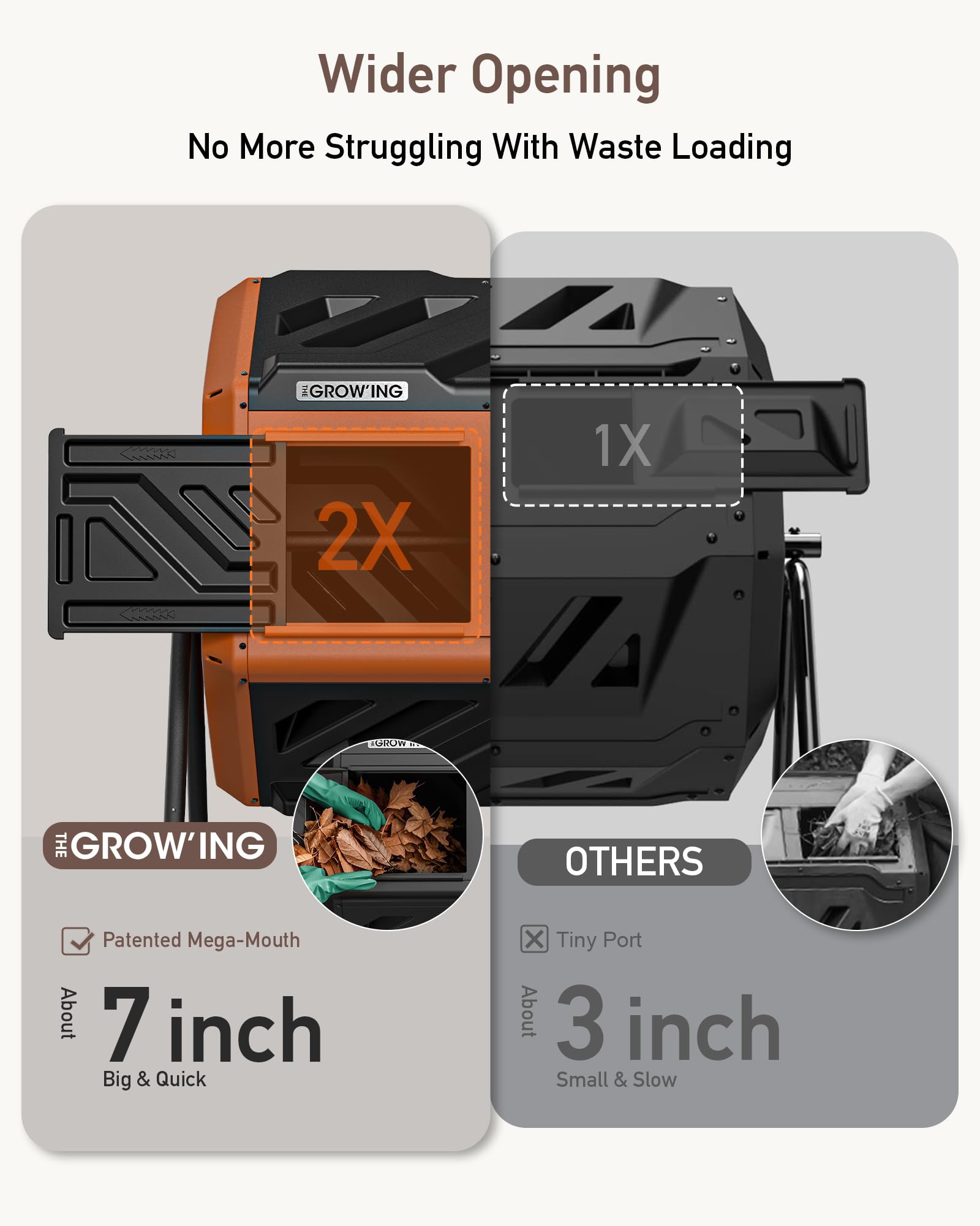 THE GROW'ING dual chamber interior open to show separate processing zones