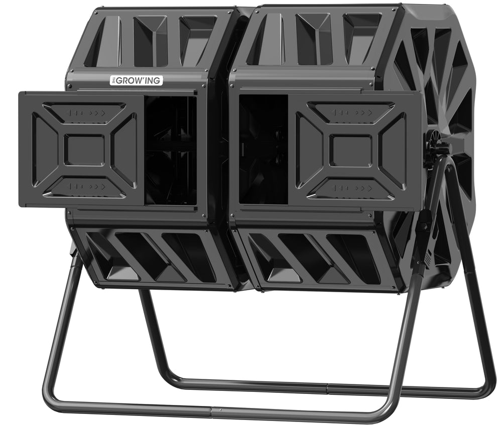 THE GROW'ING front view of dual-chamber tumbler showing compact capacity and easy access