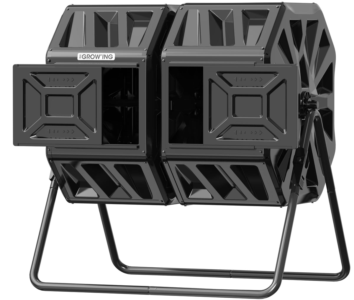 THE GROW'ING front view of dual-chamber tumbler showing compact capacity and easy access