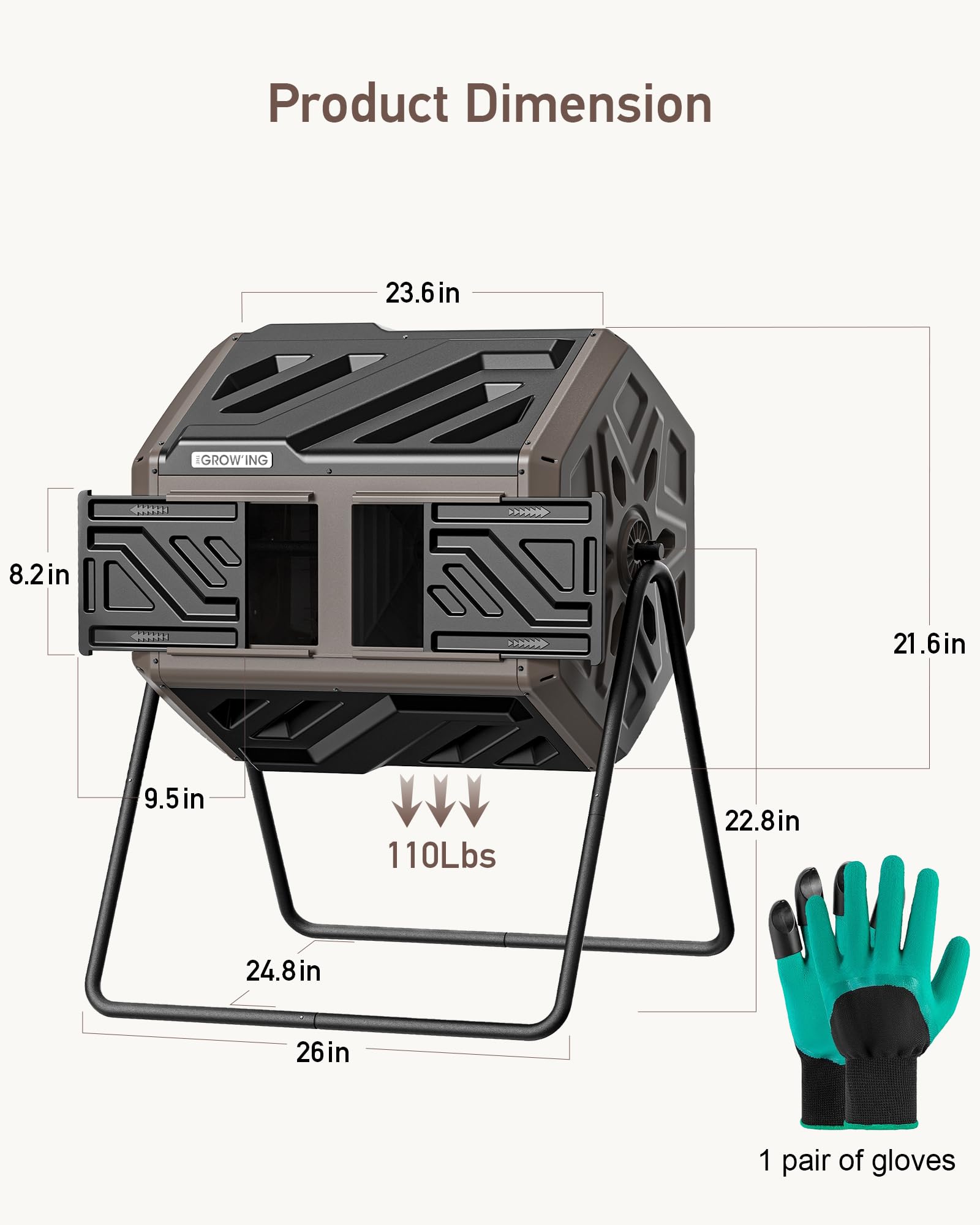 THE GROW'ING on a patio with plants illustrating tidy backyard composting