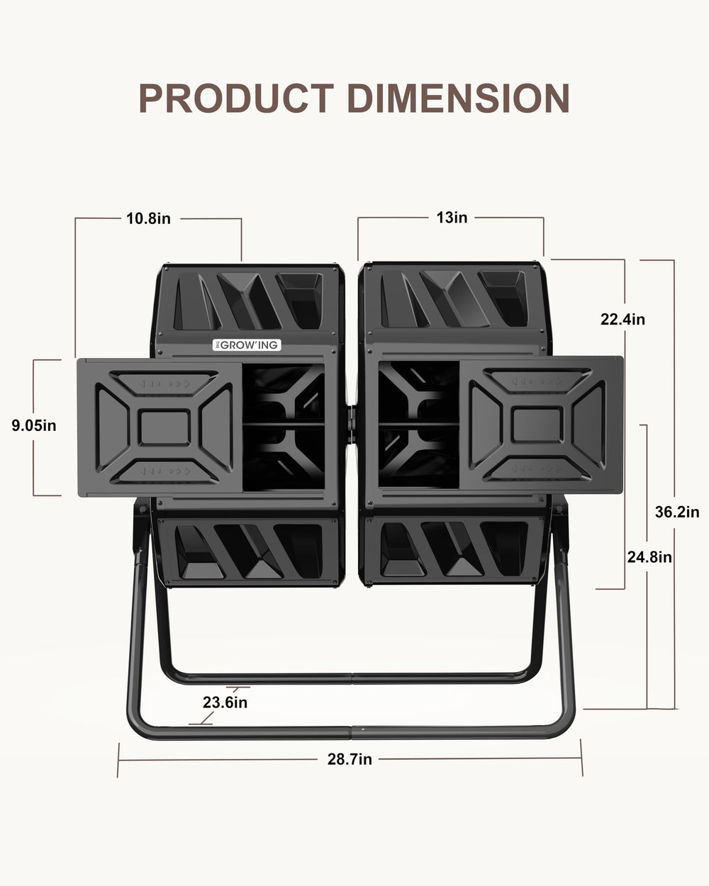 THE GROW'ING cross-ventilation slots detail promoting airflow and odor control