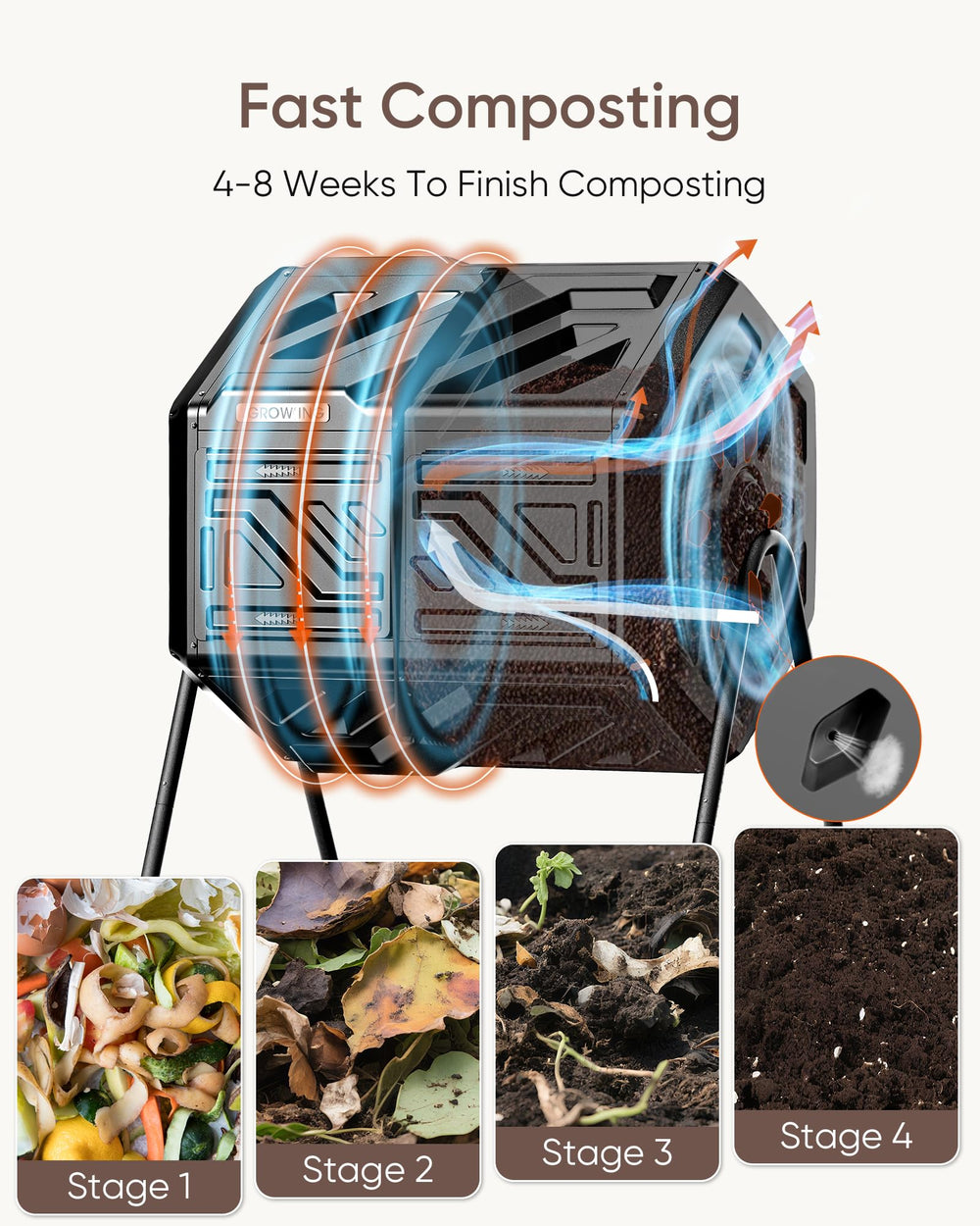 THE GROW'ING cross-ventilation slots detail helping airflow and odor control