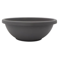 The HC Companies front view of warm gray 20-inch planter showing classic bowl silhouette and benefits